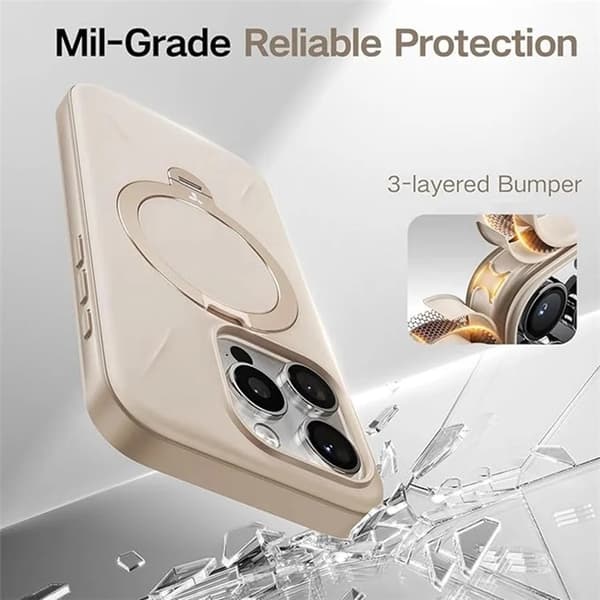 Torras iPhone 15 Pro Mobilskal Magsafe Ostand Q Pro - Guld