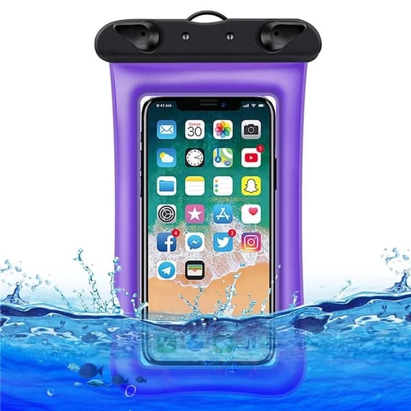 Vattentät Mobilfodral max 7.2" med Snöre - Lila