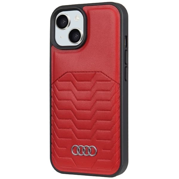 Audi iPhone 15 Plus Mobilskal Magsafe Synthetic Läder -  Röd