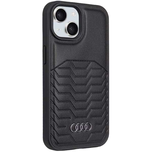 Audi iPhone 15 Mobilskal Magsafe Synthetic Läder - Röd