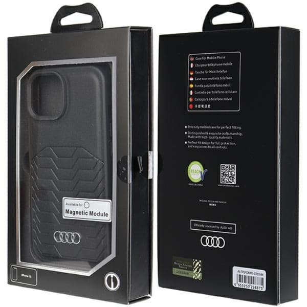 Audi iPhone 15 Mobilskal Magsafe Synthetic Läder - Röd