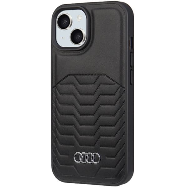 Audi iPhone 15 Mobilskal Magsafe Synthetic Läder - Röd