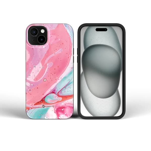 Forcell iPhone 15 Mobilskal MagSafe Mirage - Rosa Marble