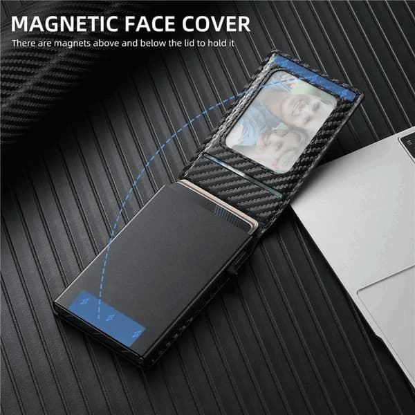 SUTENI iPhone 13 Pro Max Mobilskal Magsafe Korthållare Carbon Fiber