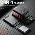 Miniatyrbild 9 av 11: SUTENI iPhone 13 Pro Max Mobilskal Magsafe Korthållare Carbon Fiber