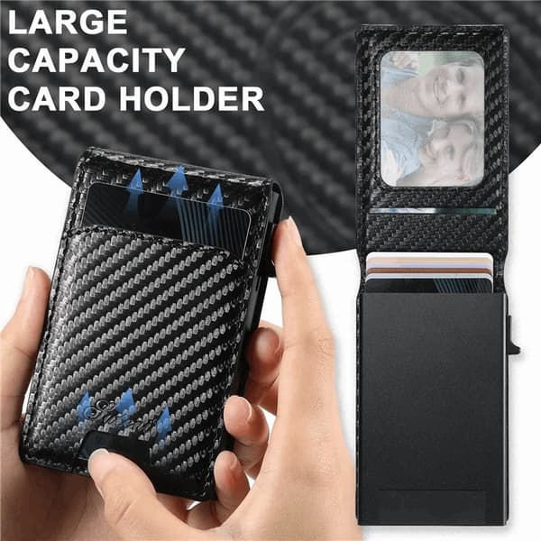 SUTENI iPhone 13 Pro Max Mobilskal Magsafe Korthållare Carbon Fiber