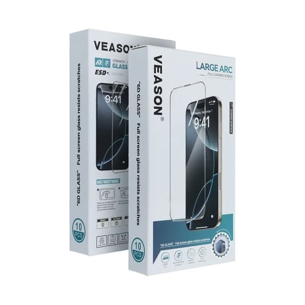 Veason iPhone 15/16 Härdat glas Skärmskydd 6D Pro (10in1) - Svart