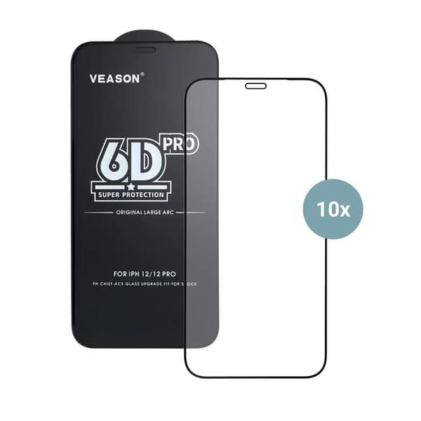 Veason iPhone 15/16 Härdat glas Skärmskydd 6D Pro (10in1) - Svart