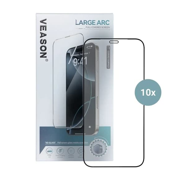 Veason iPhone 15/16 Härdat glas Skärmskydd 6D Pro (10in1) - Svart