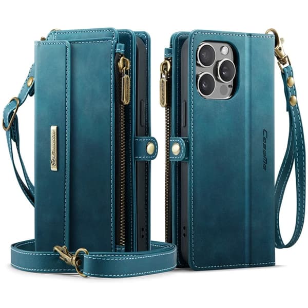 Caseme iPhone 14 Pro Max Plånboksfodral RFID Blocking Zipper - Grön