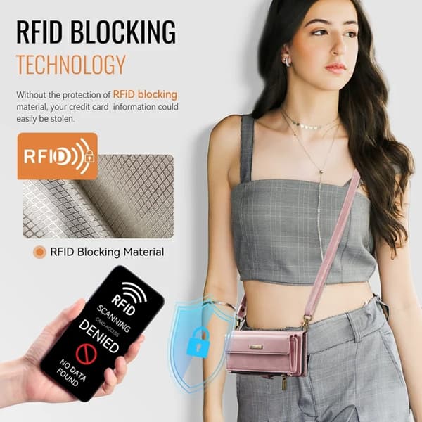 Caseme iPhone 15 Plus Plånboksfodral RFID Blocking Zipper - Rosa