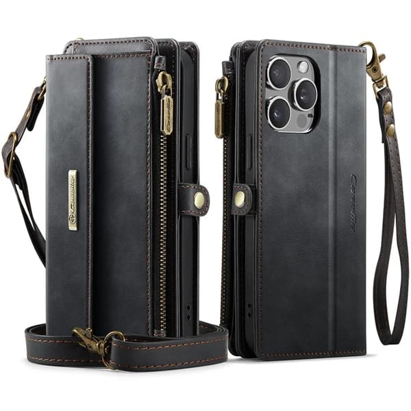 Caseme iPhone 13 Pro Max Plånboksfodral RFID Blocking Zipper - Svart