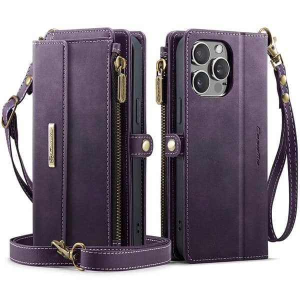 Caseme iPhone 14 Pro Max Plånboksfodral RFID Blocking Zipper - Lila