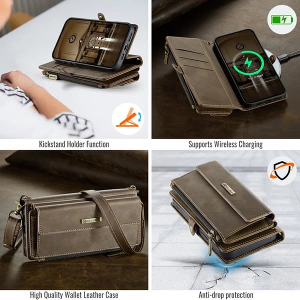 Caseme iPhone 13 Mini Plånboksfodral RFID Blocking Zipper - Brun