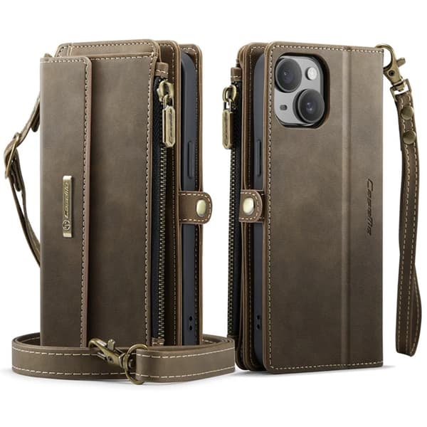 Caseme iPhone 13 Mini Plånboksfodral RFID Blocking Zipper - Brun