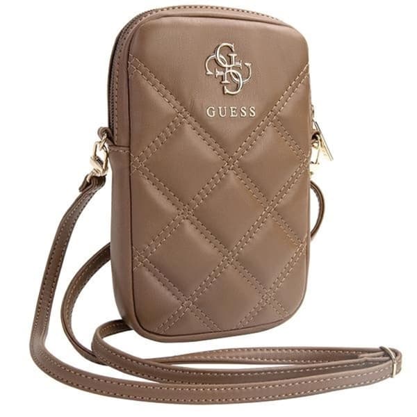 Guess Mobilväska Zip Quilted 4G - Brun
