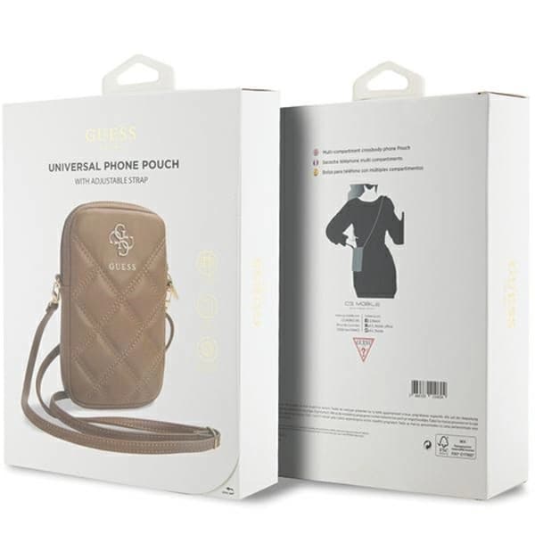Guess Mobilväska Zip Quilted 4G - Brun