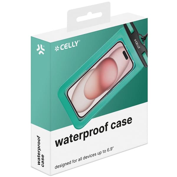 Celly Splashbag Vattentät Mobilfodral IP68 max 6.9" - Turkos