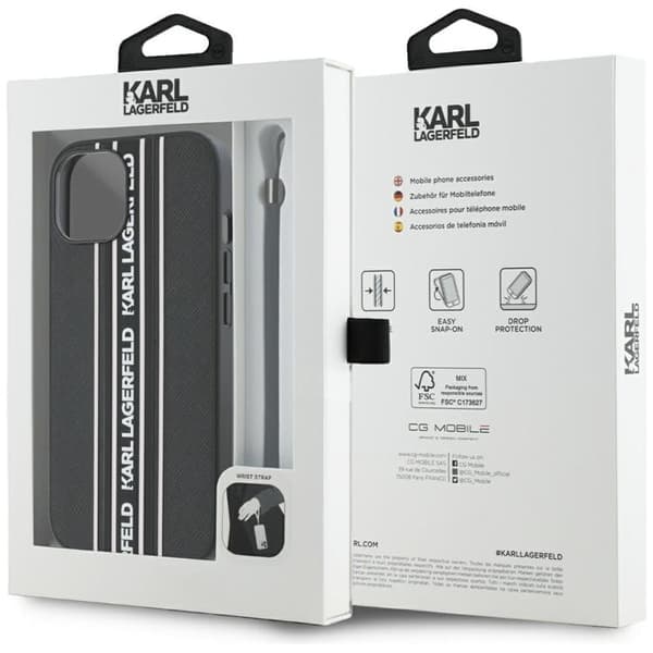 Karl Lagerfeld iPhone 15 Mobilskal Athleisure Stripes Cord - Rosa