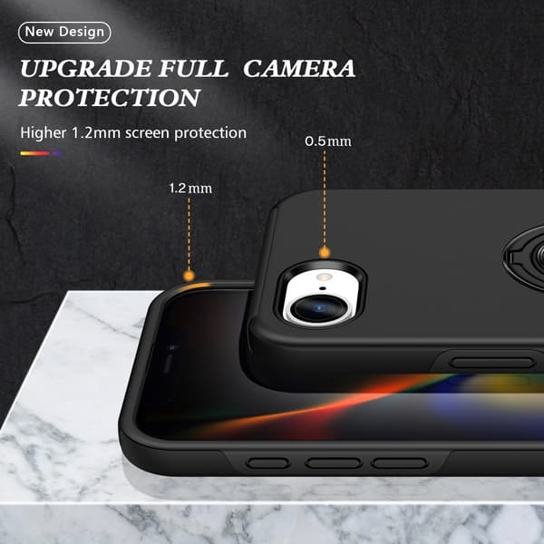 For iPhone 16ex Hybrid-deksel med Fingerring – Svart