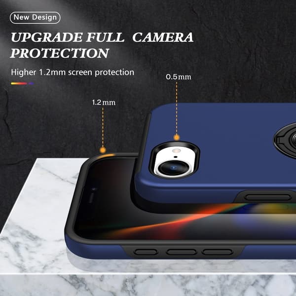Till iPhone 16ex Hybrid skal med Finger Ring - Blå