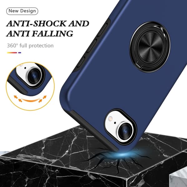 Till iPhone 16ex Hybrid skal med Finger Ring - Blå