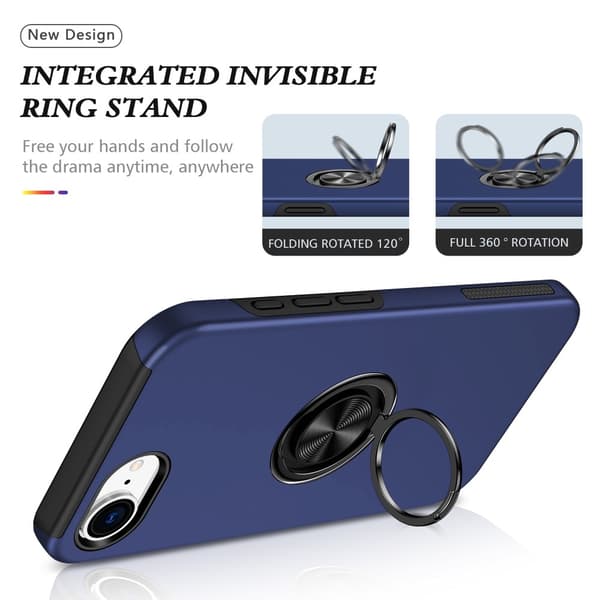 Till iPhone 16ex Hybrid skal med Finger Ring - Blå