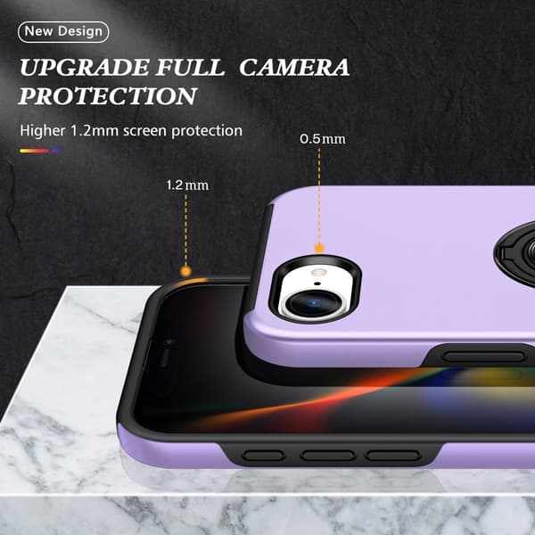 Til iPhone 16e Max Finger Ring Kickstand Hybrid Taske