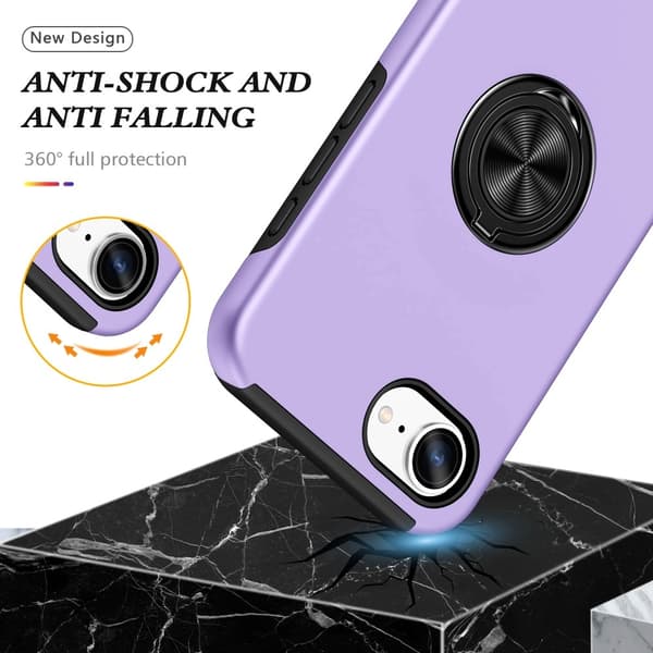 Til iPhone 16e Max Finger Ring Kickstand Hybrid Taske