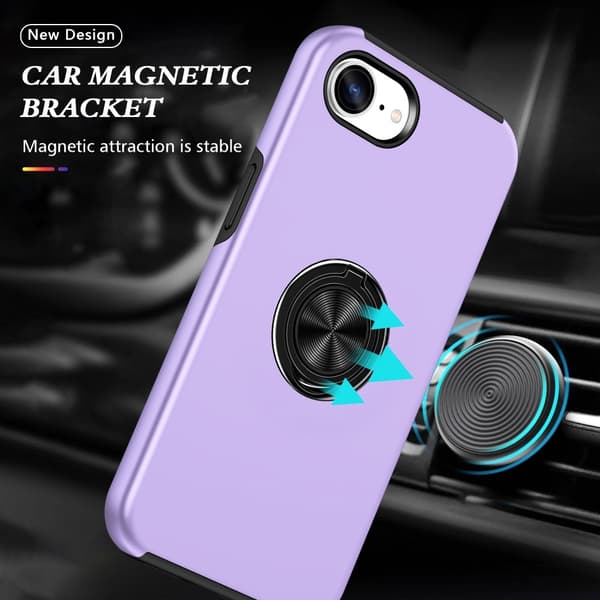 Til iPhone 16e Max Finger Ring Kickstand Hybrid Taske