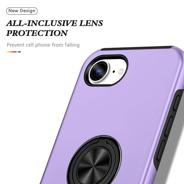 Til iPhone 16e Max Finger Ring Kickstand Hybrid Taske
