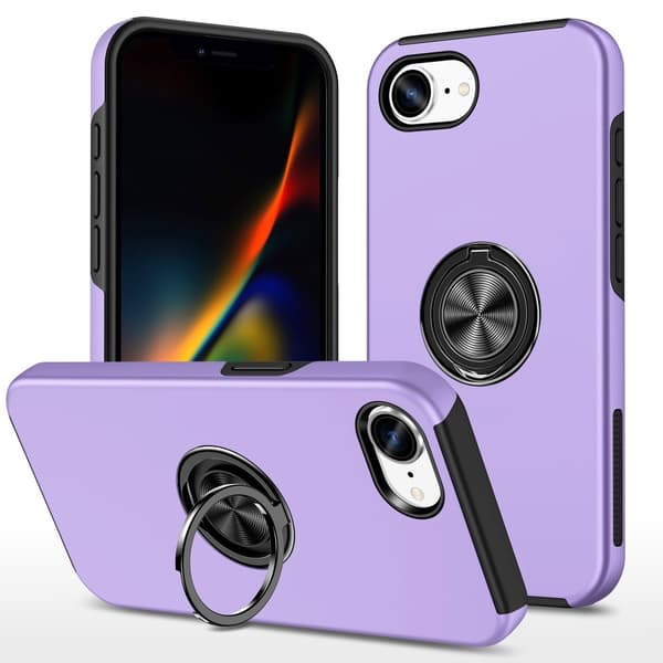 Til iPhone 16e Max Finger Ring Kickstand Hybrid Taske