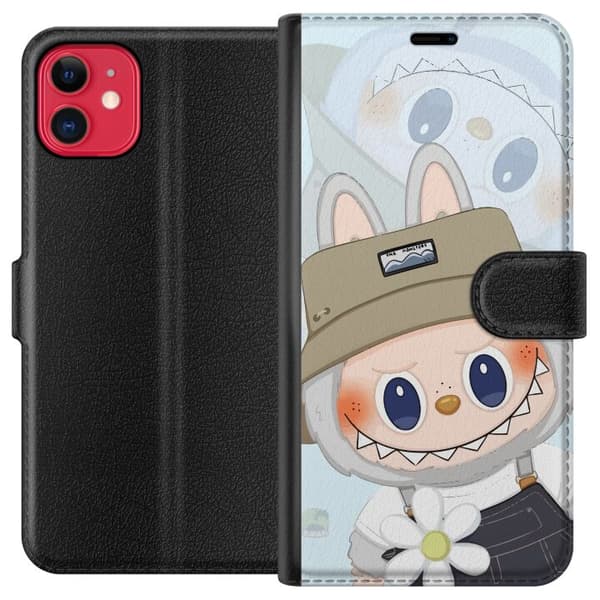 Apple iPhone 11 Lompakkokotelo Labubu hattuineen - Pop Mart -hahmo Mr. Butcher retrotyylillä ja luonteella