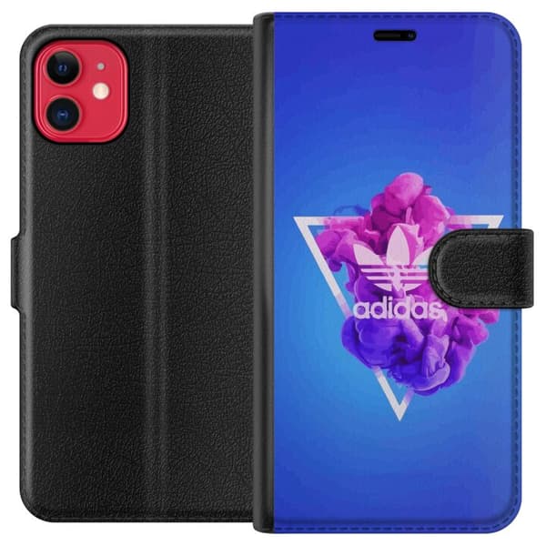 Apple iPhone 11 Tegnebogsetui Adidas-inspireret blåt design - sporty motiv med retrovibe i blå toner
