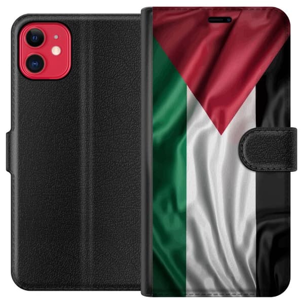Apple iPhone 11 Plånboksfodral Palestinaflaggan – ikoniskt frihetsmotiv i rött, svart, vitt och grönt