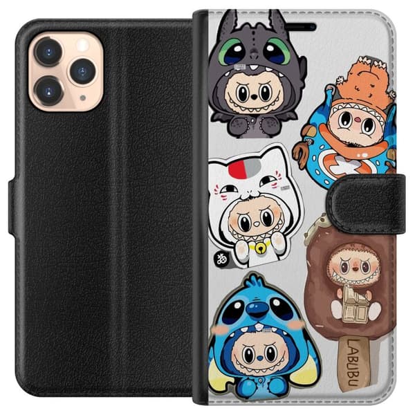 Apple iPhone 11 Pro Tegnebogsetui Labubu figur samling - Pop Mart Labubu The Monsters i farverigt design