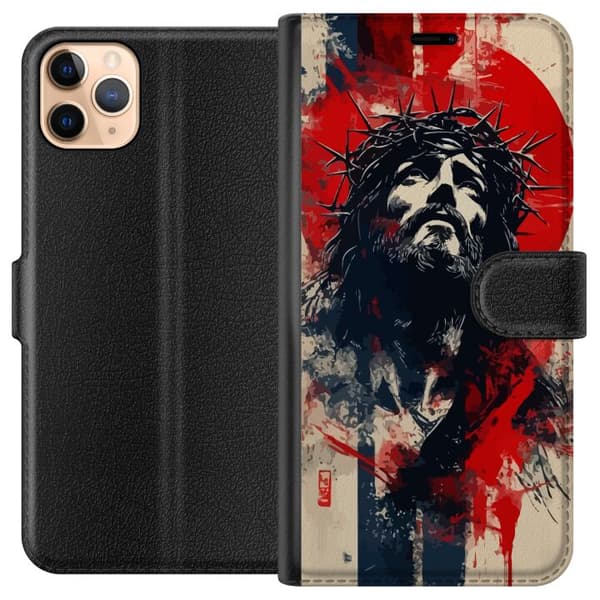 Apple iPhone 11 Pro Max Lommeboketui Jesus med kors - kristent motiv med sterk symbolikk om tro og håp