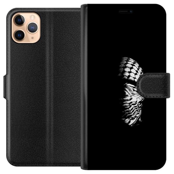 Apple iPhone 11 Pro Max Tegnebogsetui Keffiyeh-mønster - klassisk sort-hvid palæstinensisk tørklæde med kulturel betydning