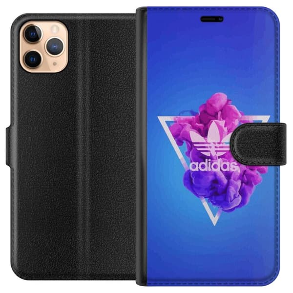 Apple iPhone 11 Pro Max Tegnebogsetui Adidas-inspireret blåt design - sporty motiv med retrovibe i blå toner