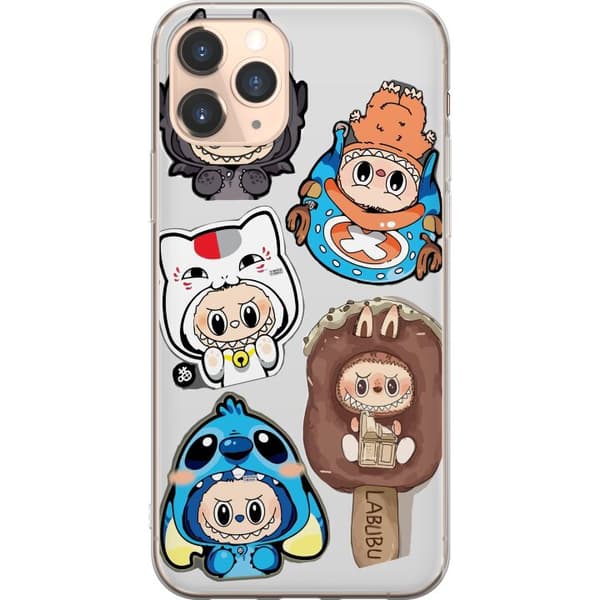 Apple iPhone 11 Pro Gennemsigtig cover Labubu figur samling - Pop Mart Labubu The Monsters i farverigt design