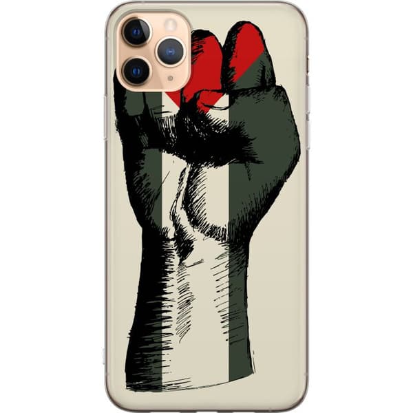 Apple iPhone 11 Pro Max Gjennomsiktig deksel Hand knyttet i Palestinas farger - kraftig symbol for frihetsbevegelsen
