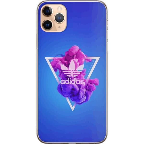 Apple iPhone 11 Pro Max Gjennomsiktig deksel Adidas-inspirert blått design - sporty motiv med retro vibe i blåtoner