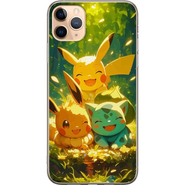 Apple iPhone 11 Pro Max Gjennomsiktig deksel Pixelmonster spillstil - fargerik design for retro-elskende spillere