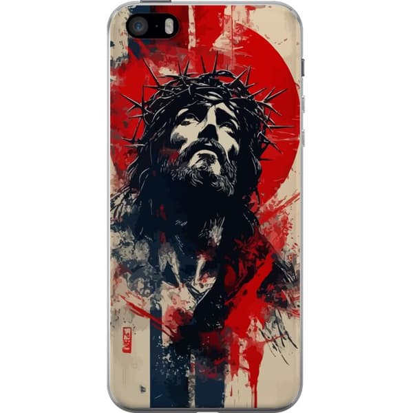 Apple iPhone 5s Läpinäkyvä kuori Jeesus ristillä - kristillinen aihe vahvalla symboliikalla uskosta ja toivosta