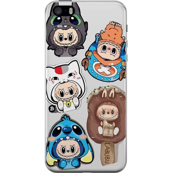 Apple iPhone 5s Läpinäkyvä kuori Labubu hahmokokoelma - Pop Mart Labubu The Monsters väriluulisessa muotoilussa