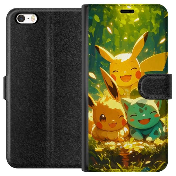 Apple iPhone 5 Lompakkokotelo Pixelmonster pelityyli - värikäs muotoilu retroa rakastaville pelaajille