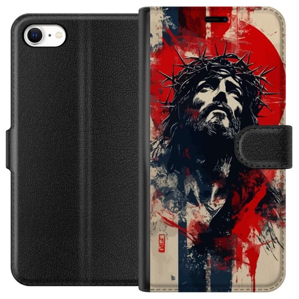 Apple iPhone 6 Tegnebogsetui Jesus med kors - kristent motiv med stærk symbolik om tro og håb