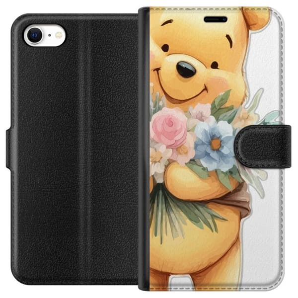 Apple iPhone 6 Tegnebogsetui Nalle Puh med blomster - klassisk børnefavorit i en blomstrende forårs miljø