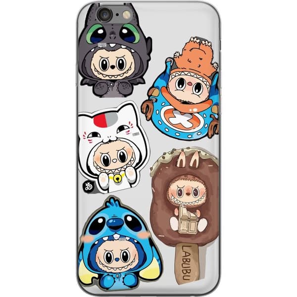 Apple iPhone 6s Plus Gennemsigtig cover Labubu figur samling - Pop Mart Labubu The Monsters i farverigt design
