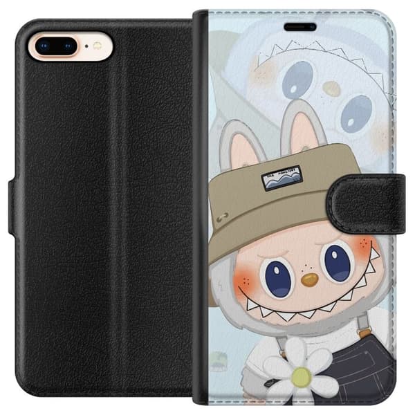 Apple iPhone 7 Plus Tegnebogsetui Labubu med hat - Pop Mart figur Mr. Butcher i retro-stil med karakter